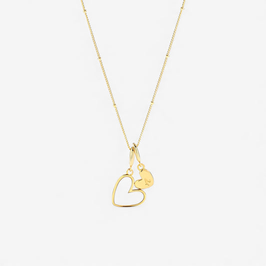 Mother Of Pearl Heart Initial Necklace