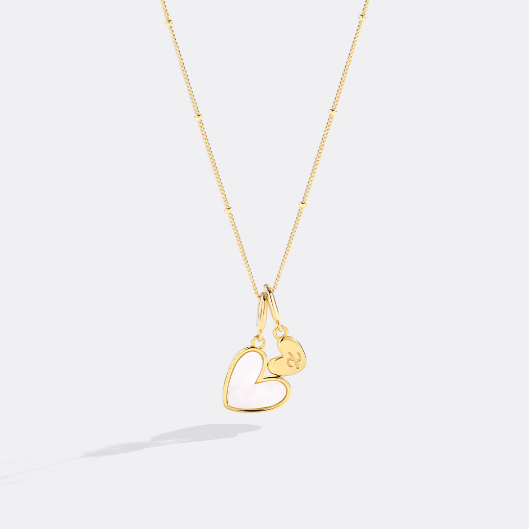 Mother Of Pearl Heart Initial Necklace
