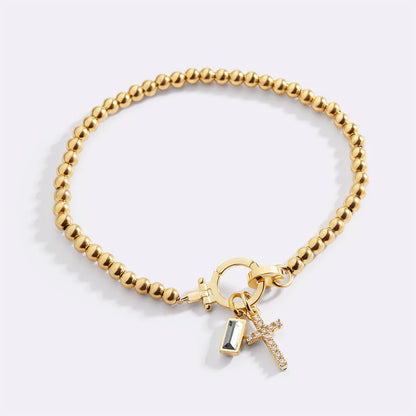 Cross Charm Birthstone Bracelet