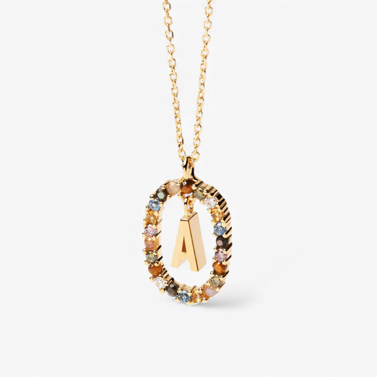 Moissanite Color Letter Necklace -  925 Sterling Silver