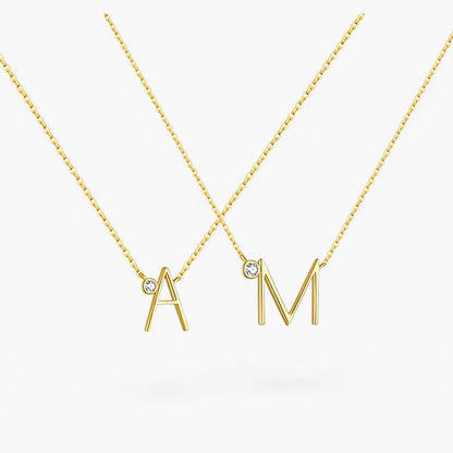 Golden Initial Charm Necklace