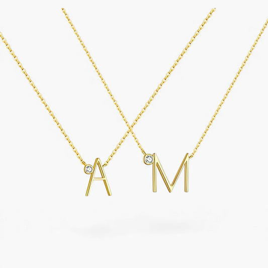 Golden Initial Charm Necklace