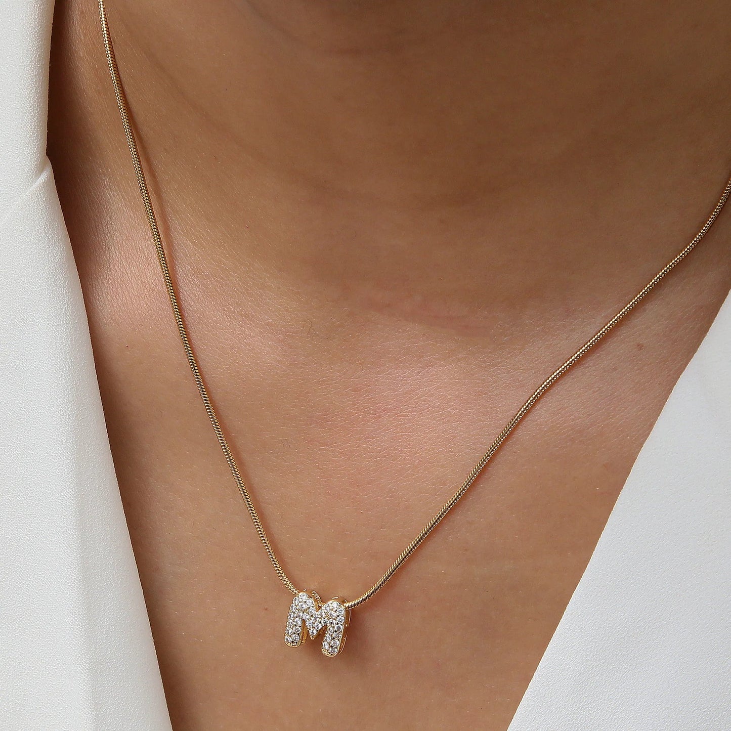 Mini Zircon Letter Necklace - MAURÉ