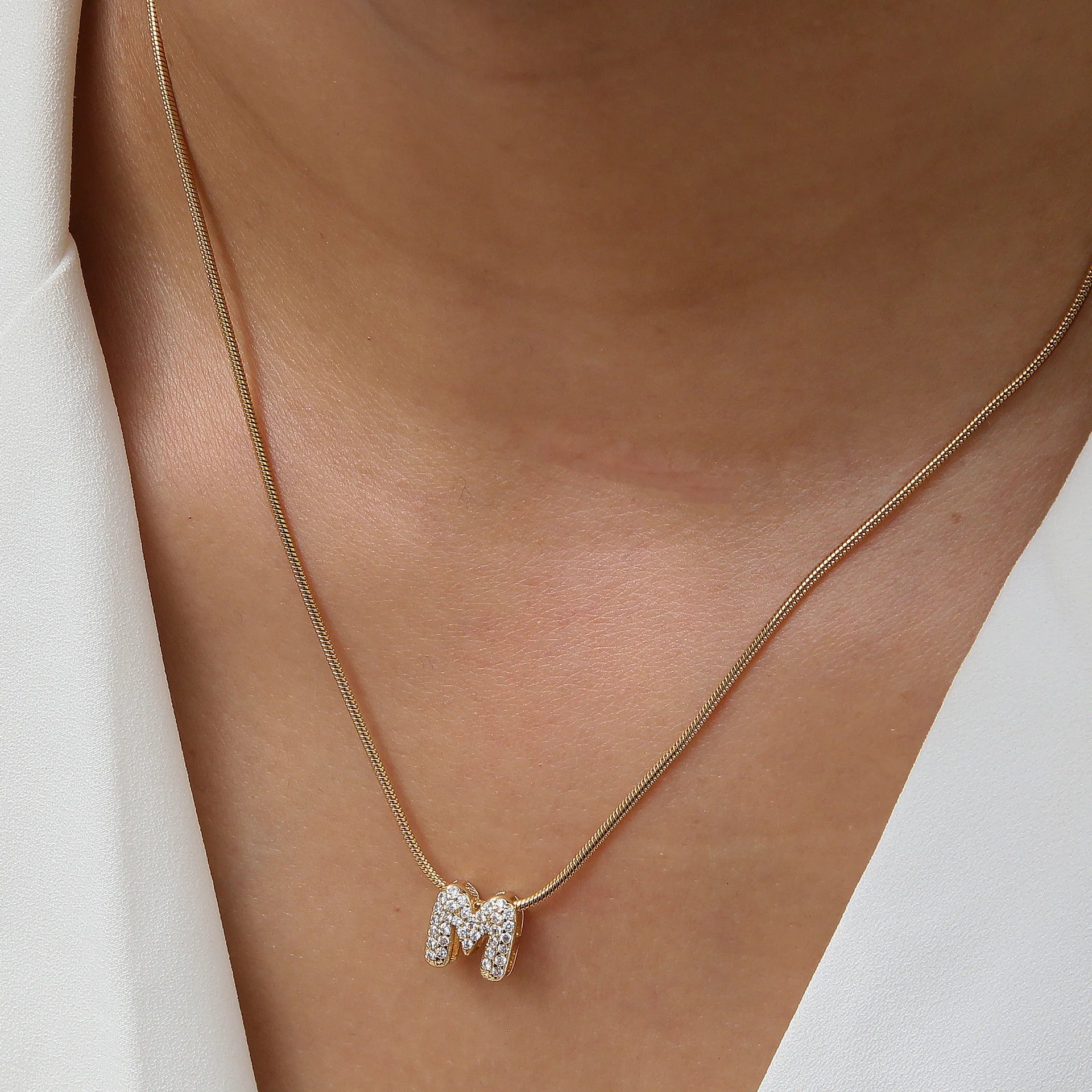 Mini Zircon Letter Necklace - MAURÉ